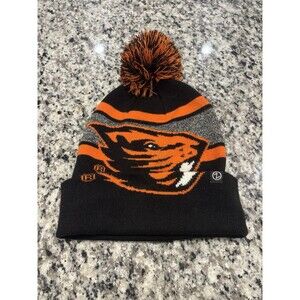 Oregon State University Knit Beanie Cap Zephyr Orange Logo Winter Cuff Pom